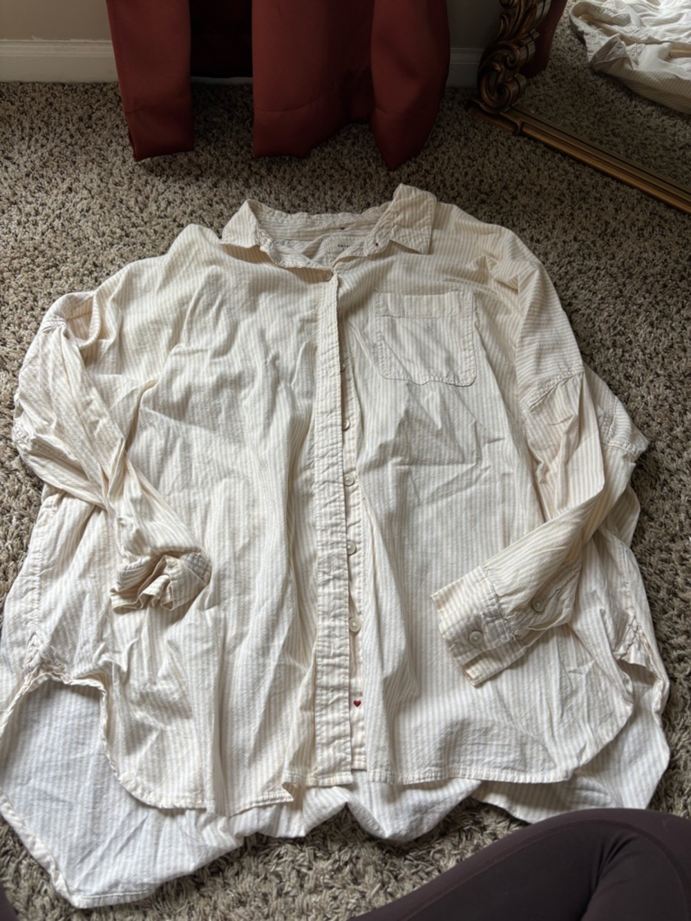 Classic Women's Cream Striped Button-Up Shirt